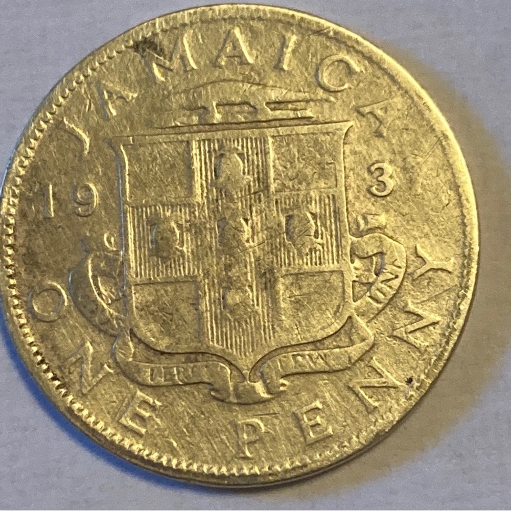 George VI King and Emperor of India on back :Jamaica one penny 1937